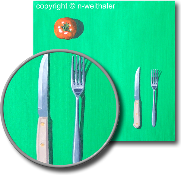 DESIRE FOR TOMATO contemporary art painting in focus - artwork from the artist N.Weithaler